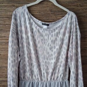 VENUS Gray and Pink Leopard Print Dress 🐆 Long Sleeve Dress Size M